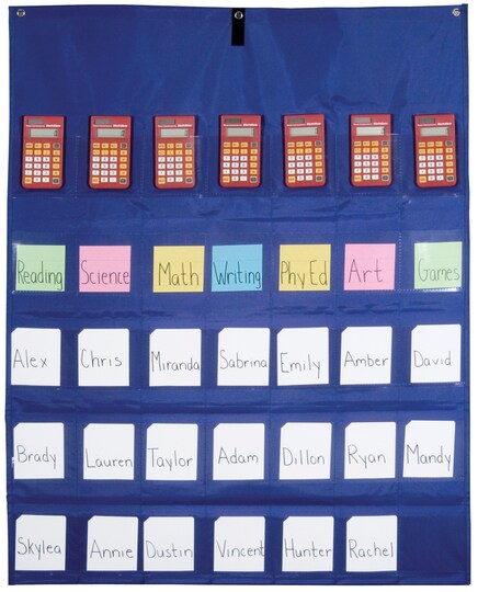 School Smart; School Smart Calculator and Cell Phone Storage Pocket Chart, 30 x 38 Inches; Category:Stickers; Image:1